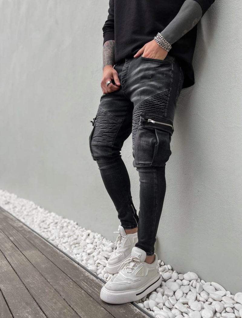 CARGO GREY SKINNY JEANS ZIP