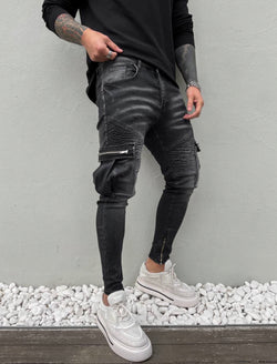 CARGO GREY SKINNY JEANS ZIP