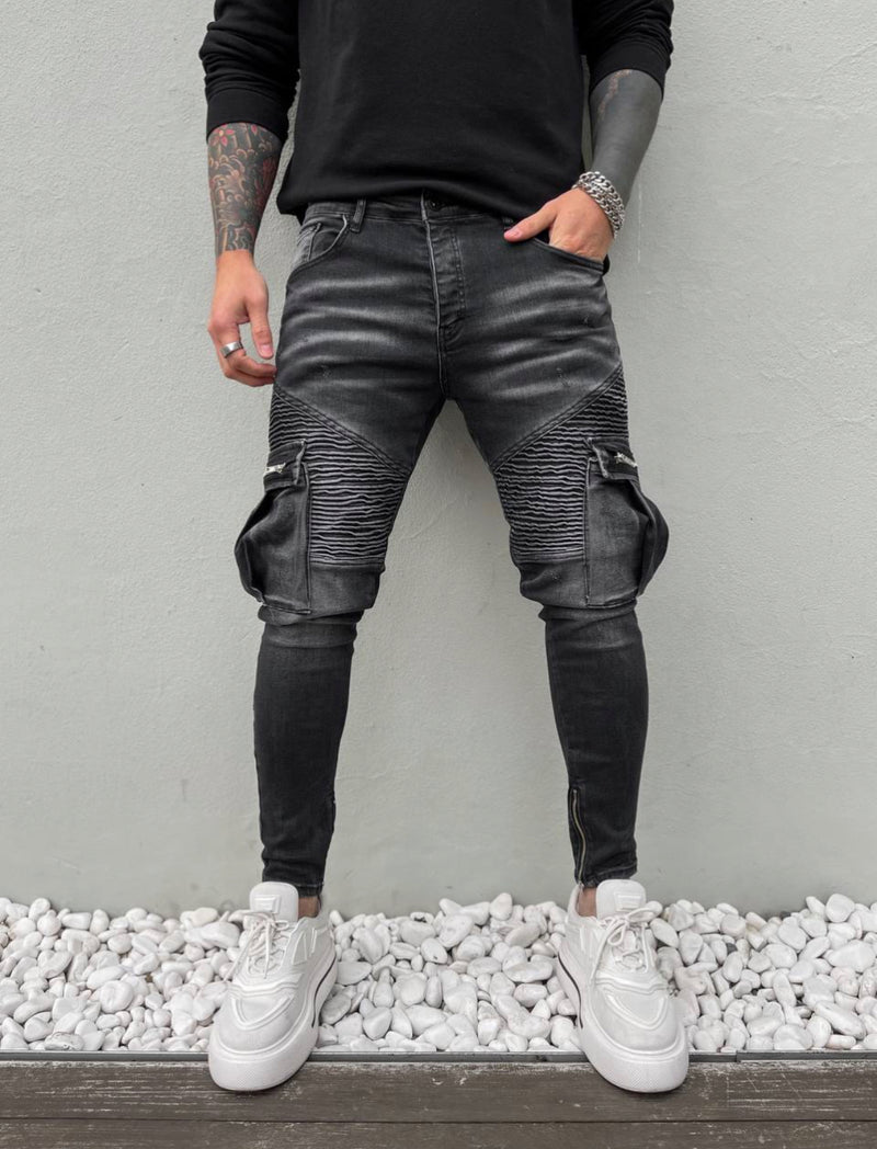 CARGO GREY SKINNY JEANS ZIP