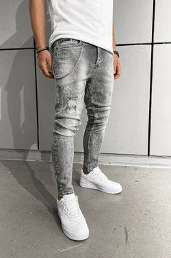 YILDIZ DESTROYED SKINNY JEANS GREY