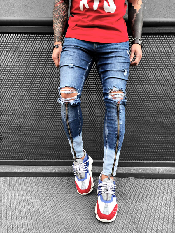 SKINNY-JEANS SHINZIPPER 2-TONE - DENIMHOLICS
