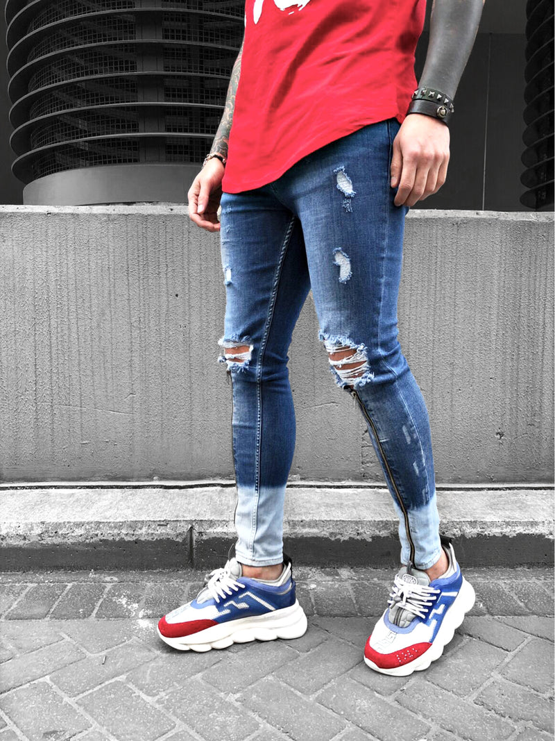 SKINNY-JEANS SHINZIPPER 2-TONE - DENIMHOLICS
