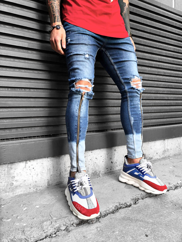 SKINNY-JEANS SHINZIPPER 2-TONE - DENIMHOLICS