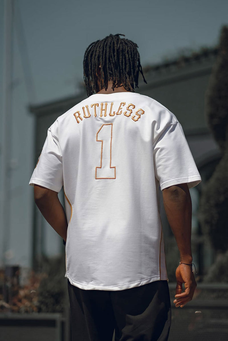 RUTHLESS HEAVY BASEBALL HEMD / WEISS/GOLD