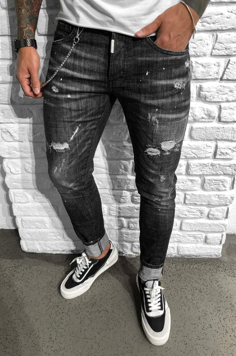 LOOK BIKER-DENIM DESTRUIDO