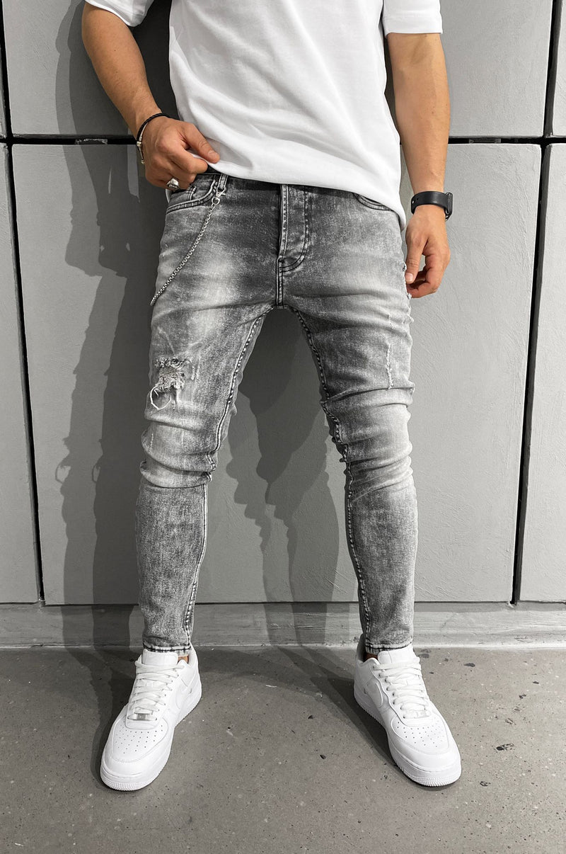 YILDIZ DESTROYED SKINNY JEANS GREY